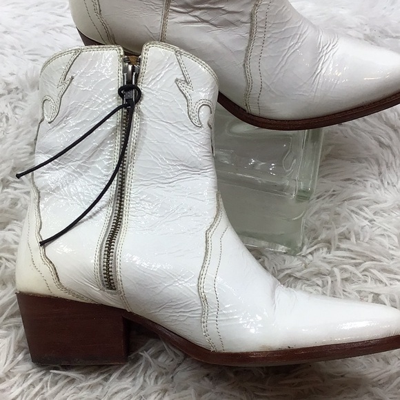 Free People white patent leather New Frontier western boots 38 - Picture 7 of 15